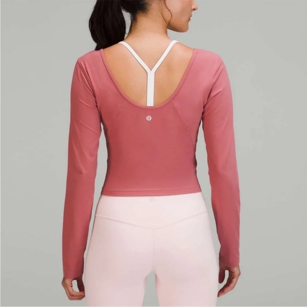 Lululemon ATHLETICA Align LONG SLEEVE V NECK CROP TOP SHIRT SIZE 8